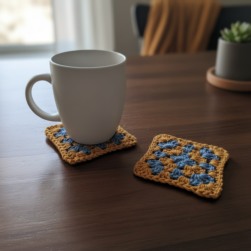 Crochet Coasters - Dark Table